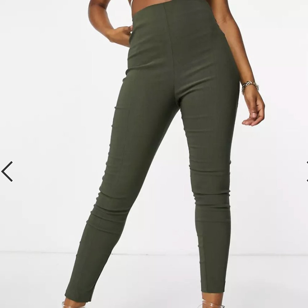ASOS DESIGN high waist skinny fit pants in khaki